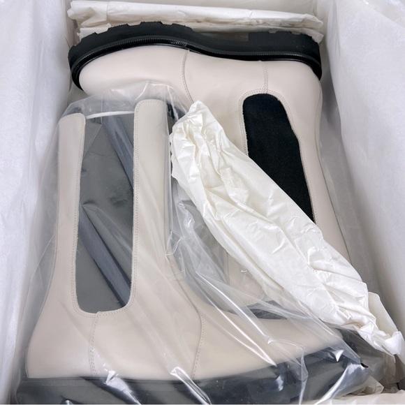 Lita By Ciara Edgy Chic Tall Chelsea Boot Platform Leather White Made Italy 36 - Picture 6 of 11